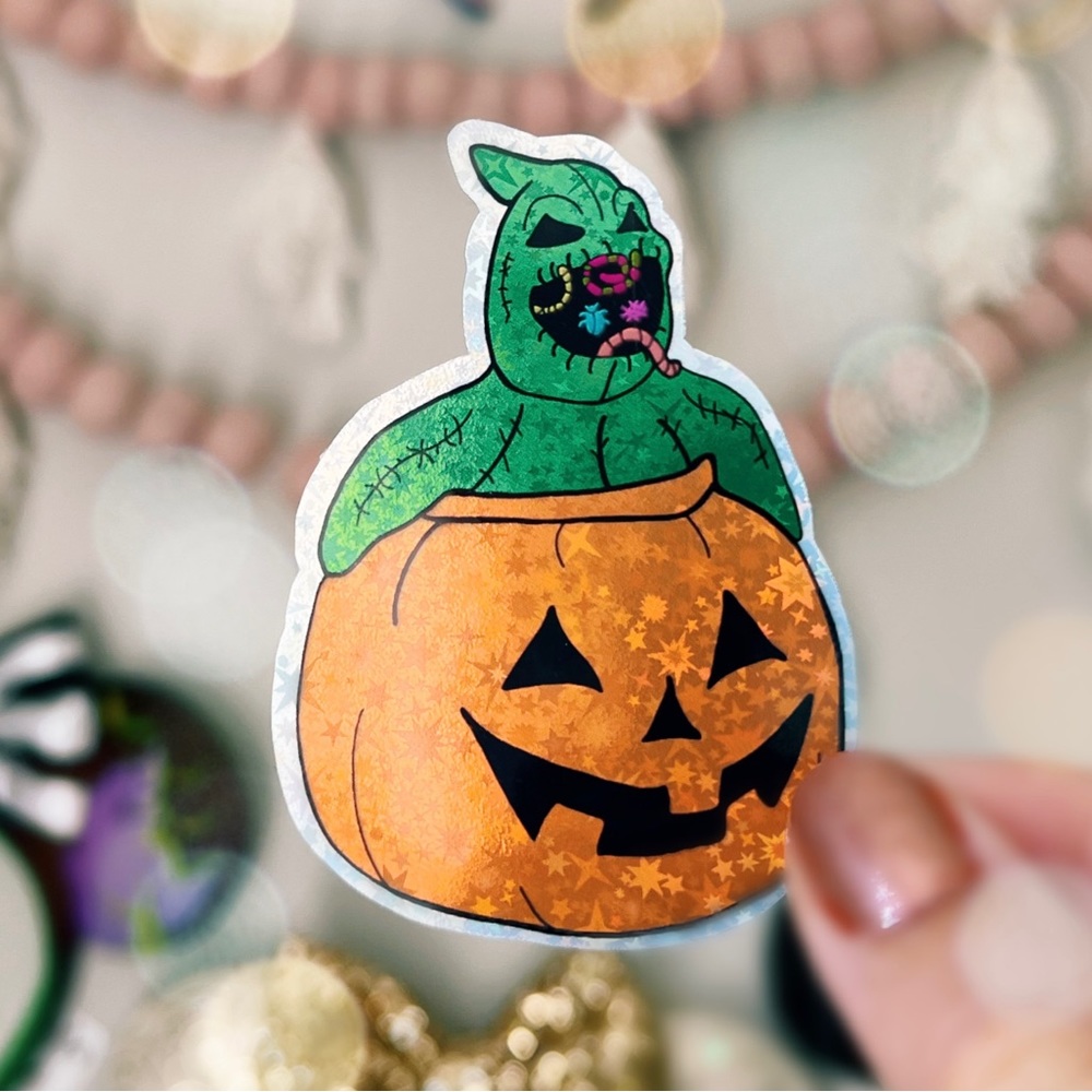 🪲🐛🪳💚 oogie boogie nightmare before Christmas holographic glitter sticker